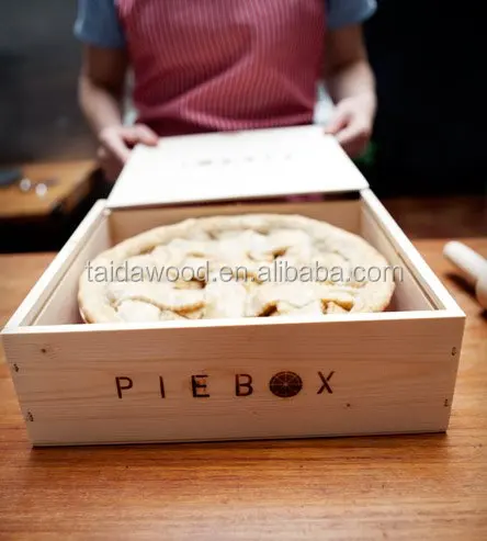 Pie Box Wooden Box Pie Pizza Style Sliding Lid Housewarming Gift Pie Cake Carrier