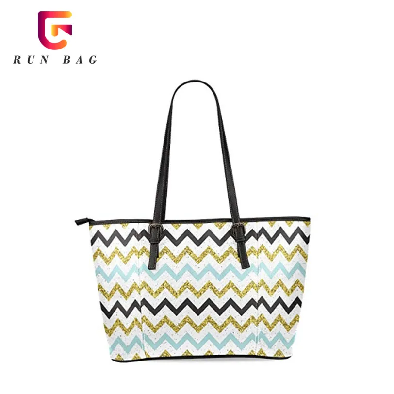 
Unique Custom Chevron Pattern PU Faux Leather Print Handbag 