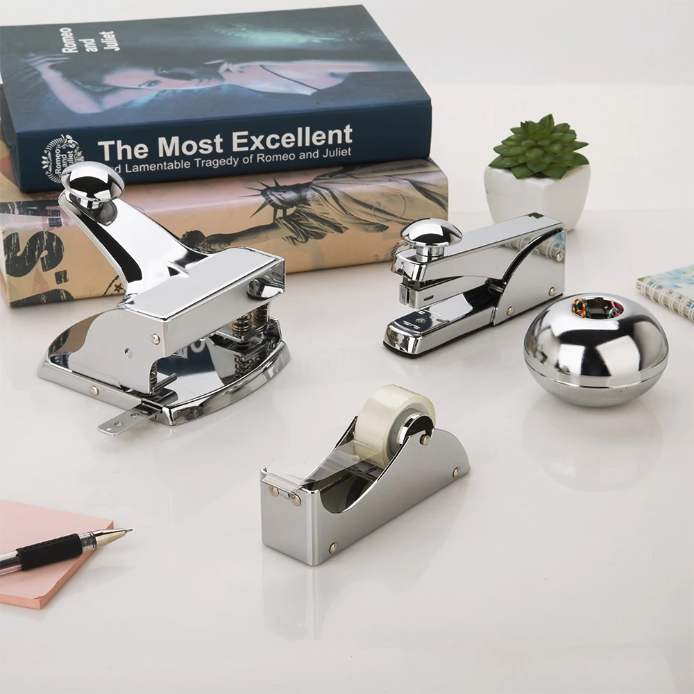 Chrome tape dispenser blade stationery set OEM & ODM