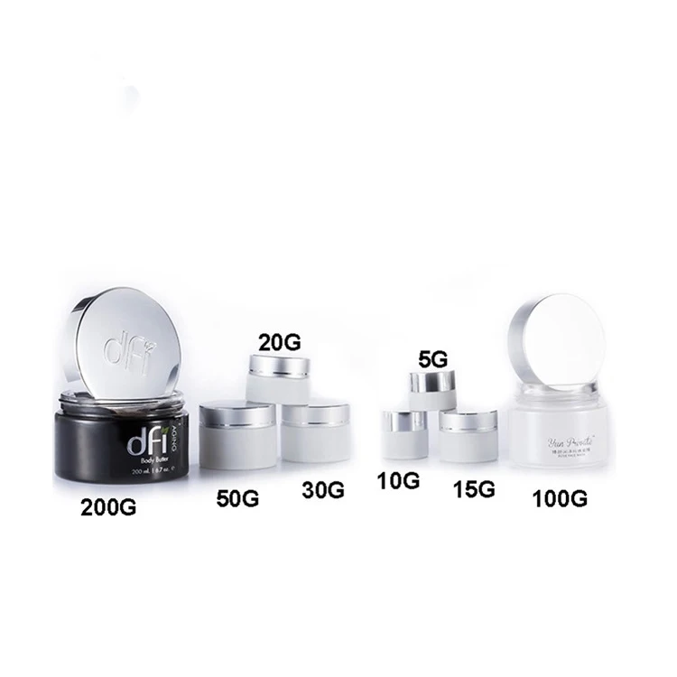 
cosmetic pot cosmetique vide pour 50 ml 150 ml 200ml 300 ml round cream jar with aluminum cap 