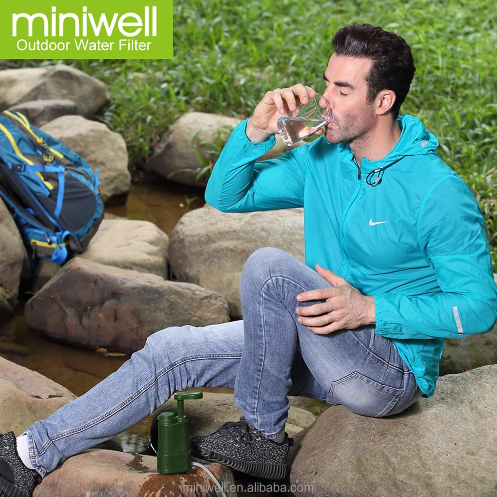 
Outdoor water filter hiking purification system as camping equipment 