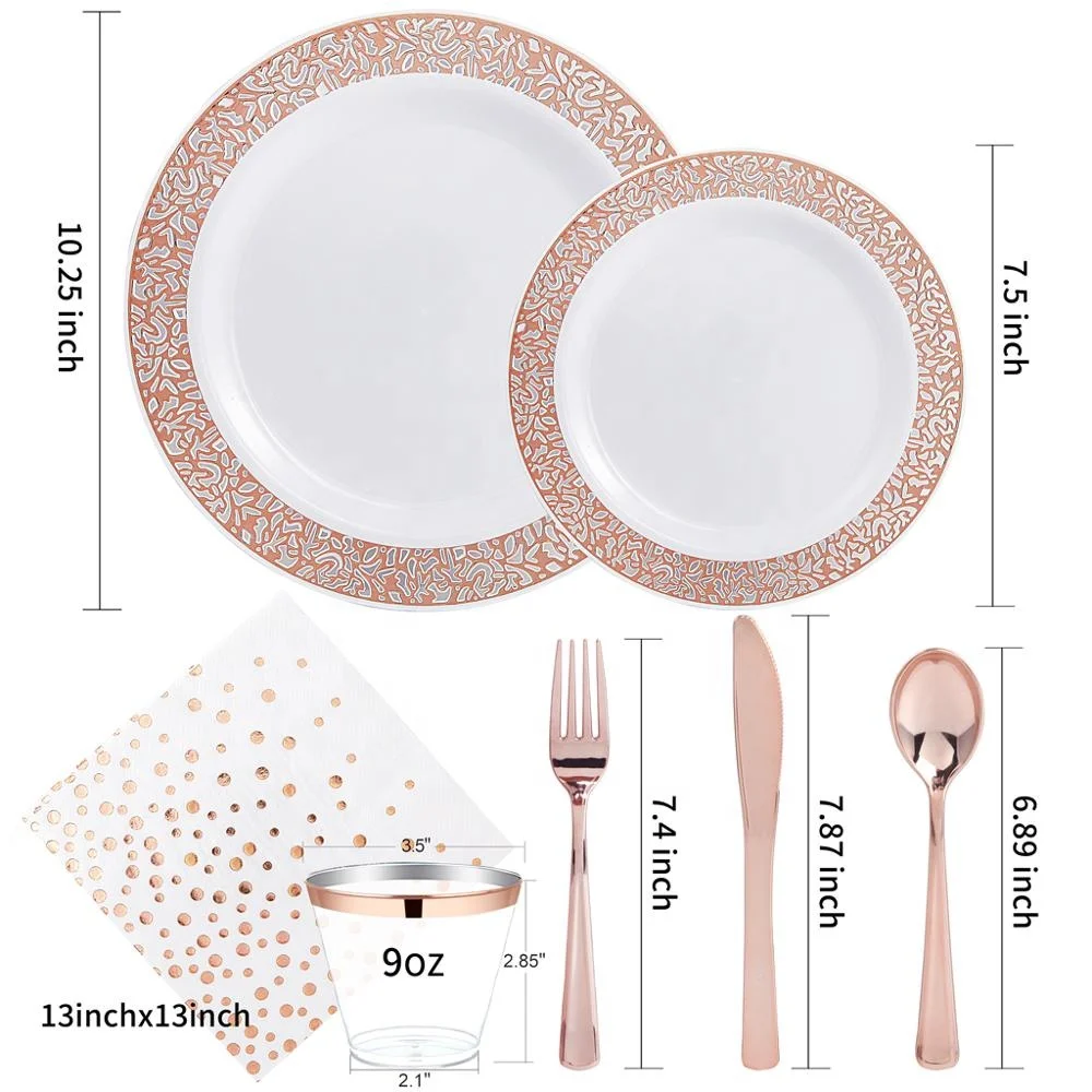 Superior Quality Casual Baroque Disposable Plastic Dinnerware Sets