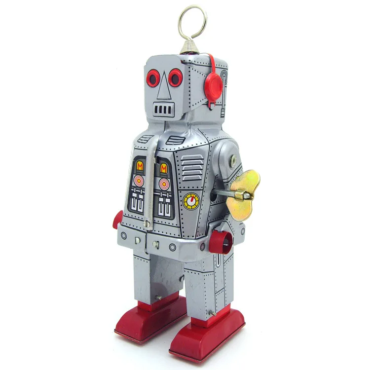 Space Ring Robot Silver Yoshiya Sparky Tin Toy Collectible Souvenir Gift