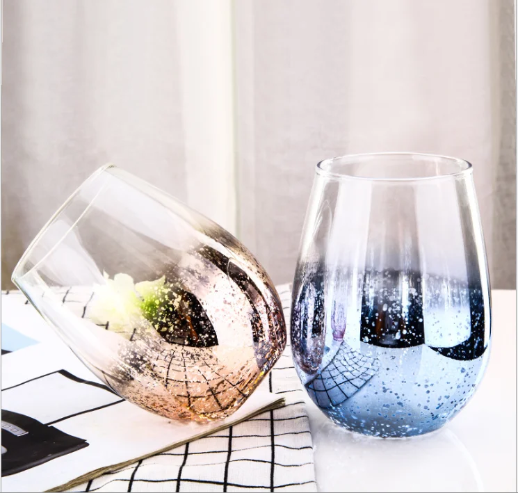 Electroplate wine glass, stemless red wine glass ,colored glass Wine Cup