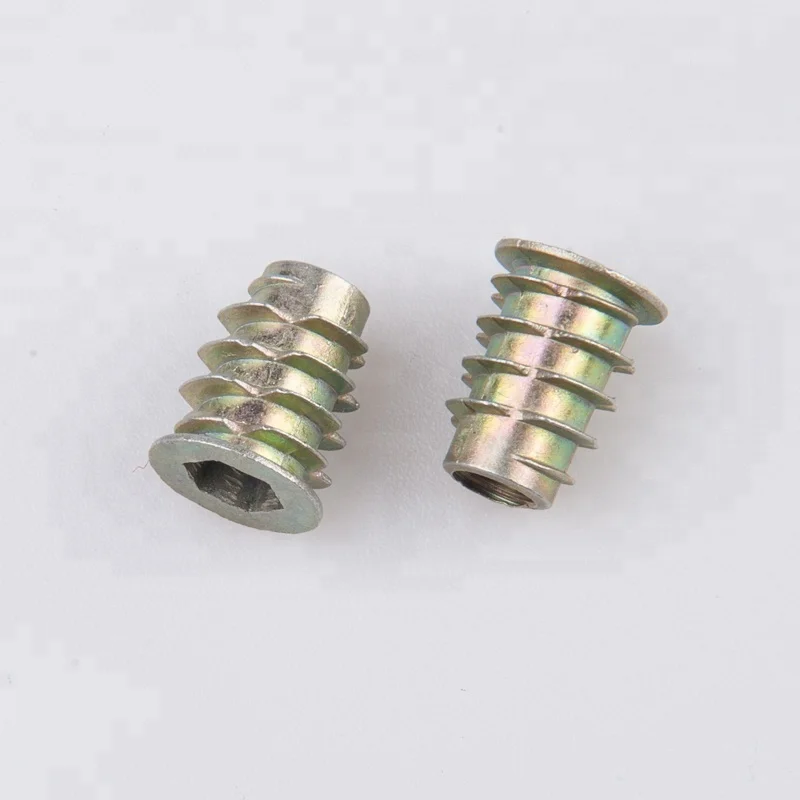 Zinc Plate Barrel Hex Socket  Insert Nut For Wooden Furniture