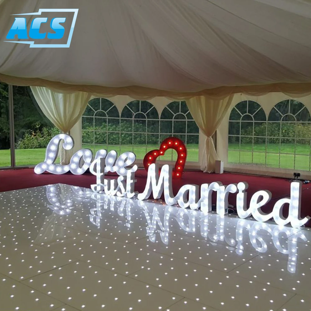 wedding LED starlit acrylic dance floor  panels wireless connect