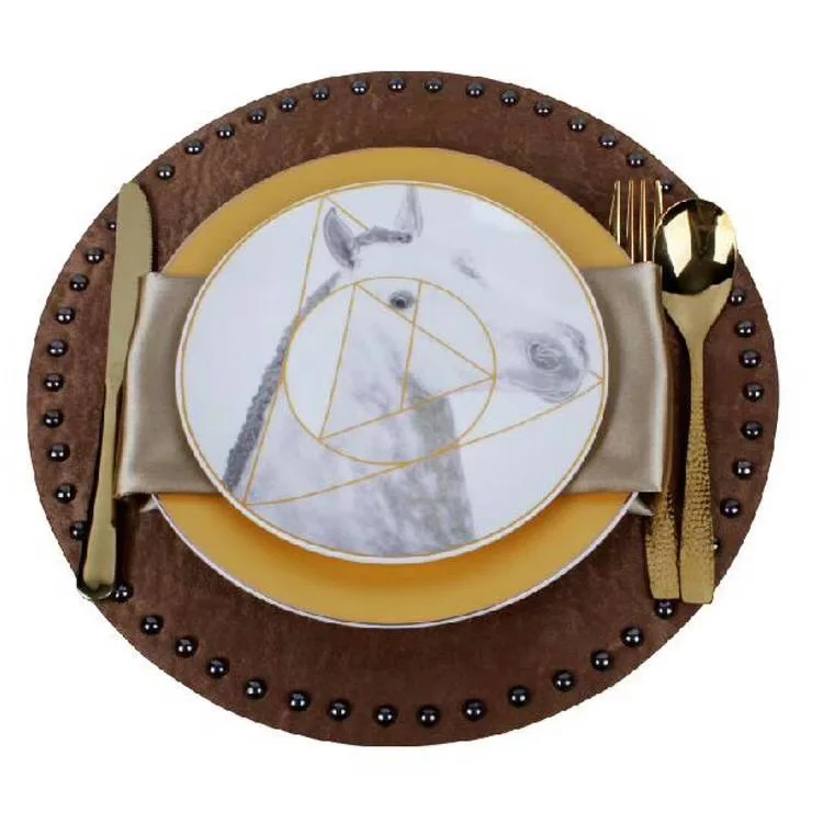 Fine porcelain  dinner plate set with cutlery and mat  for one people