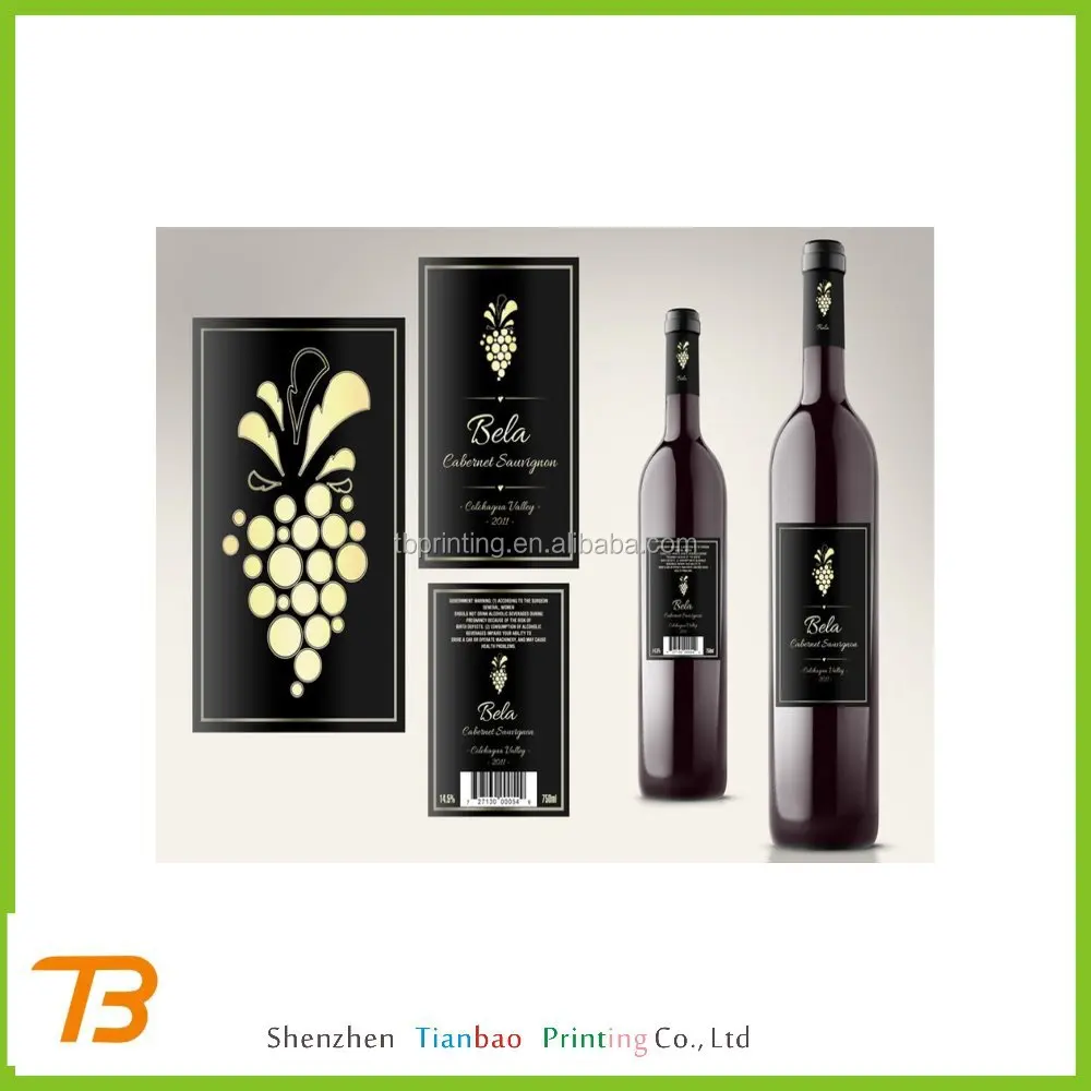 Luxury New Design decorative wine labels , wine label printing