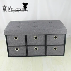 Dongyi Living Room Furniture Collapsible Storage Ottoman Bench With Six Drawers
