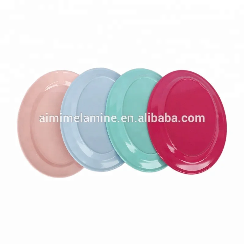 cheap pink solid 12 inch oval melamine dinner plates