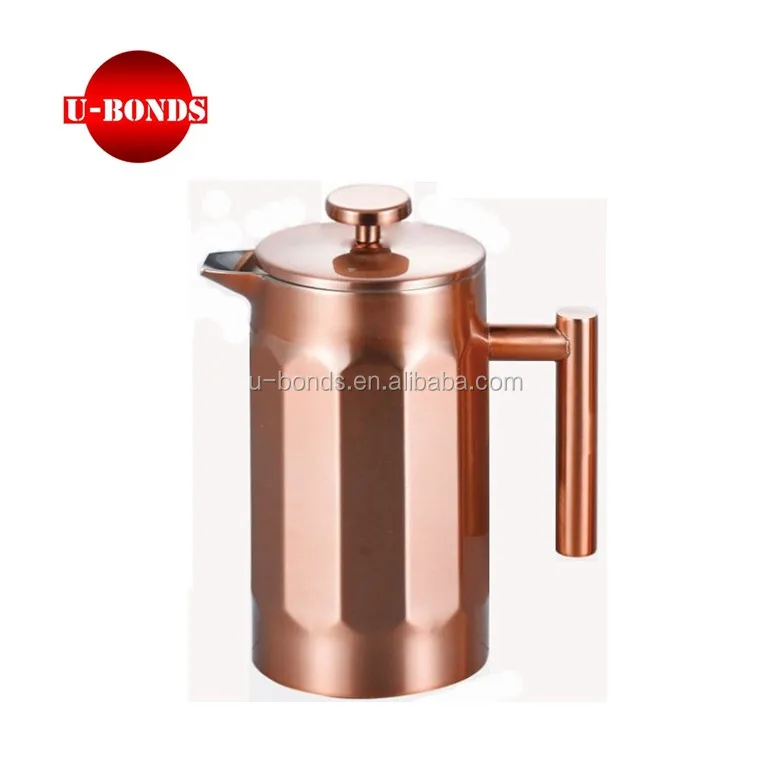 Luxury rose gold color double wall stainless steel french press