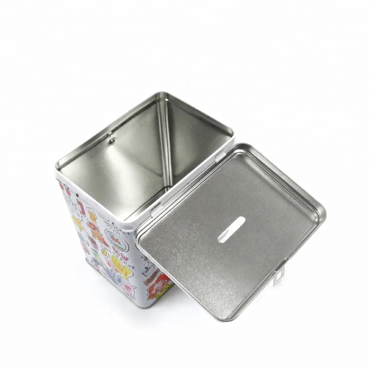 Rectangular Money Tin Box Metal Coin Bank With Lock and Key