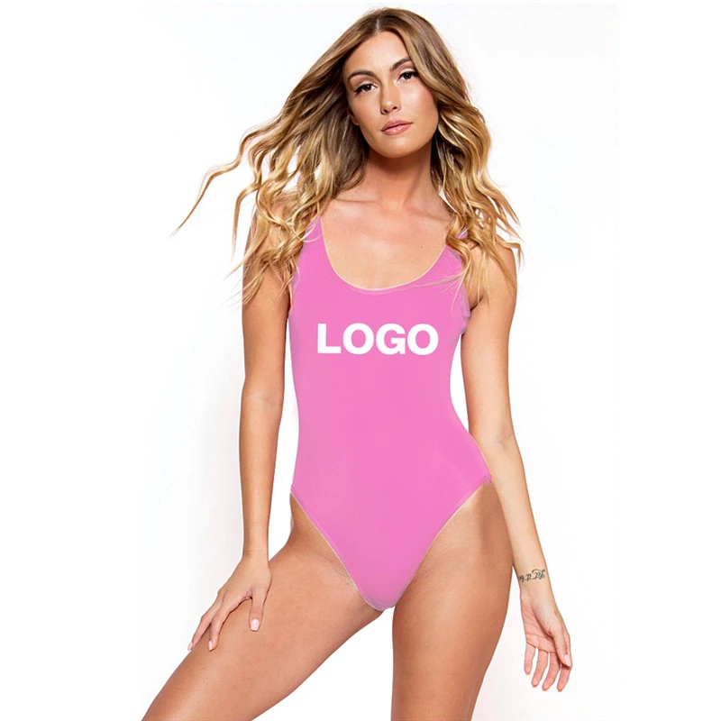 Sexy One Piece Swimsuit Custom Letter Print Swimwear Women Summer Beachwear Lady Bathing Suit Double Layers with Lining Swimsuit
