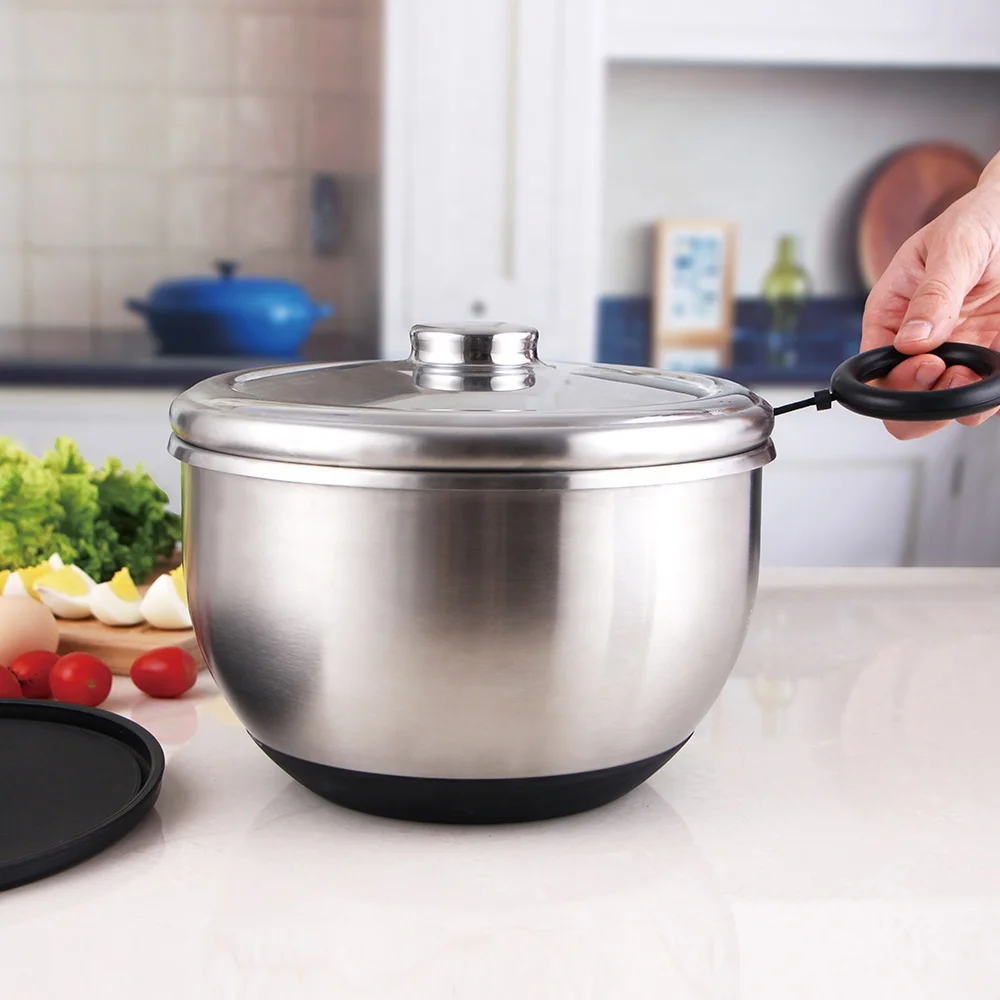 
kitchen Vegetable Veg Leaf Dryer Drainer Basket non-slip base Dishwasher Safe Bowl Stainless Steel Salad Spinner 