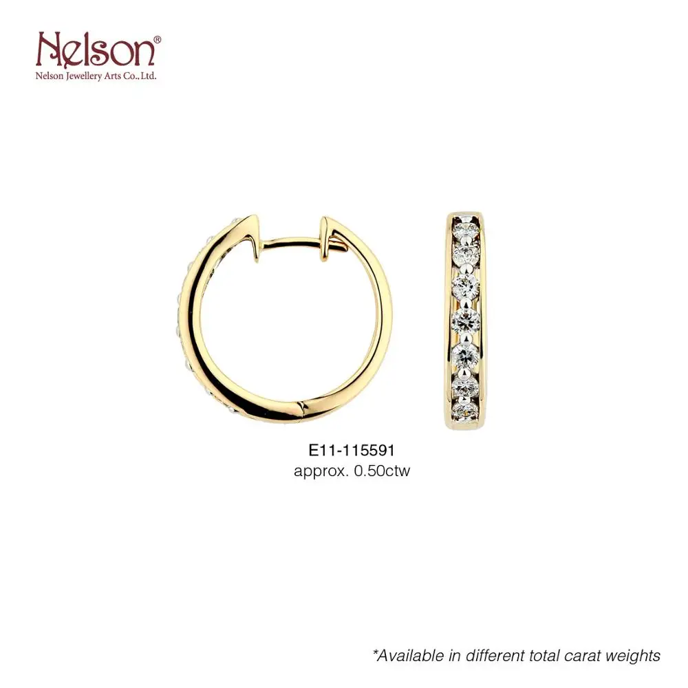 
Zero risk OEM ODM Award Winning Factory Fashion Manufacturer Elegant 18K 750 White Gold Genuine Diamond Hoops Earrings For Women 