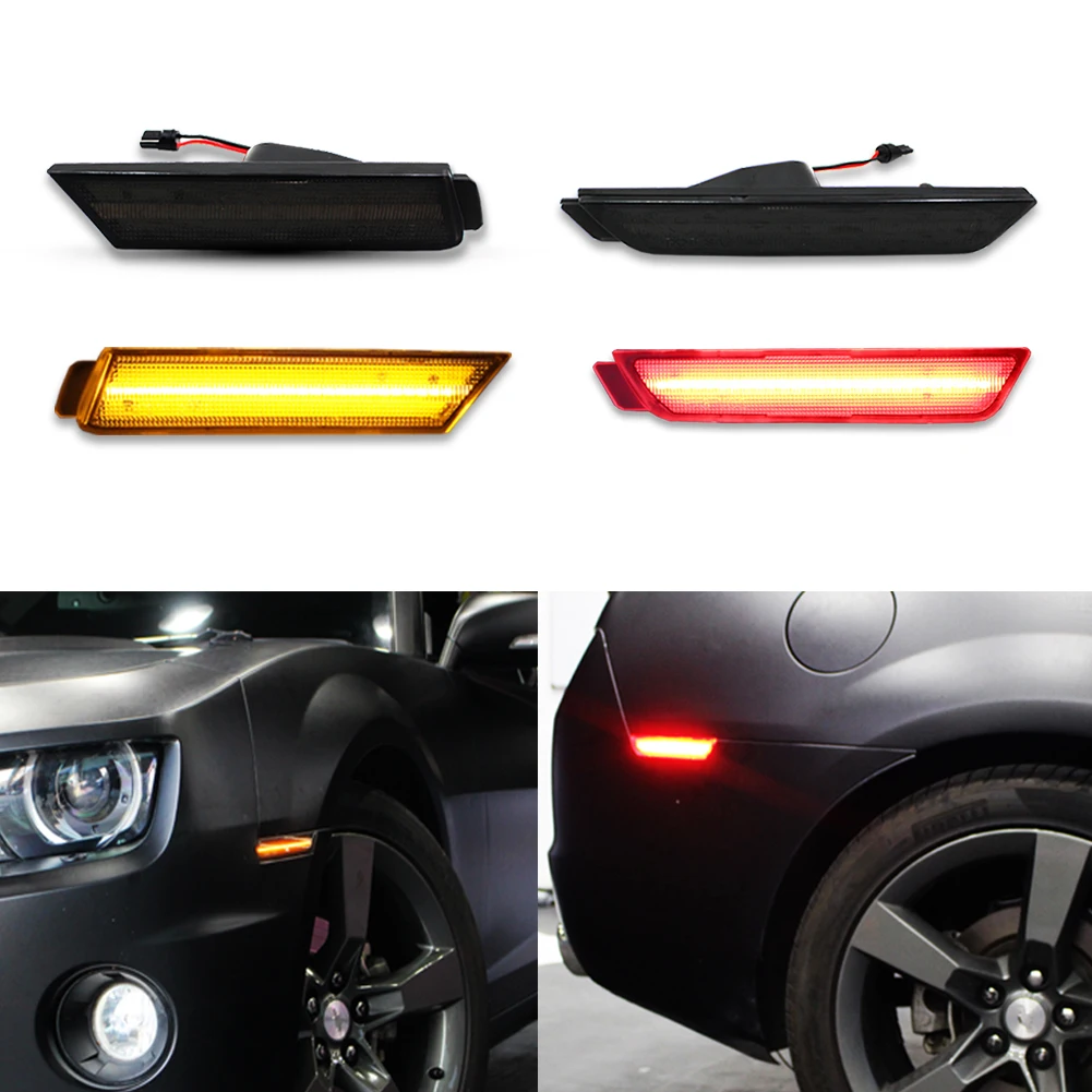Оранжевый светодиодный передний/красный задний бампер, боковые габаритные огни, комплект для замены ламп для Chevrolet Chevy Camaro 2010-2015