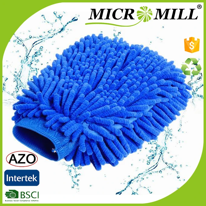 Car wash mitt chenille, double-sided microfiber cleaning glove