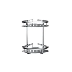 Stainless steel bath corner shelf, stainless steel dual tier corner rack with hooks