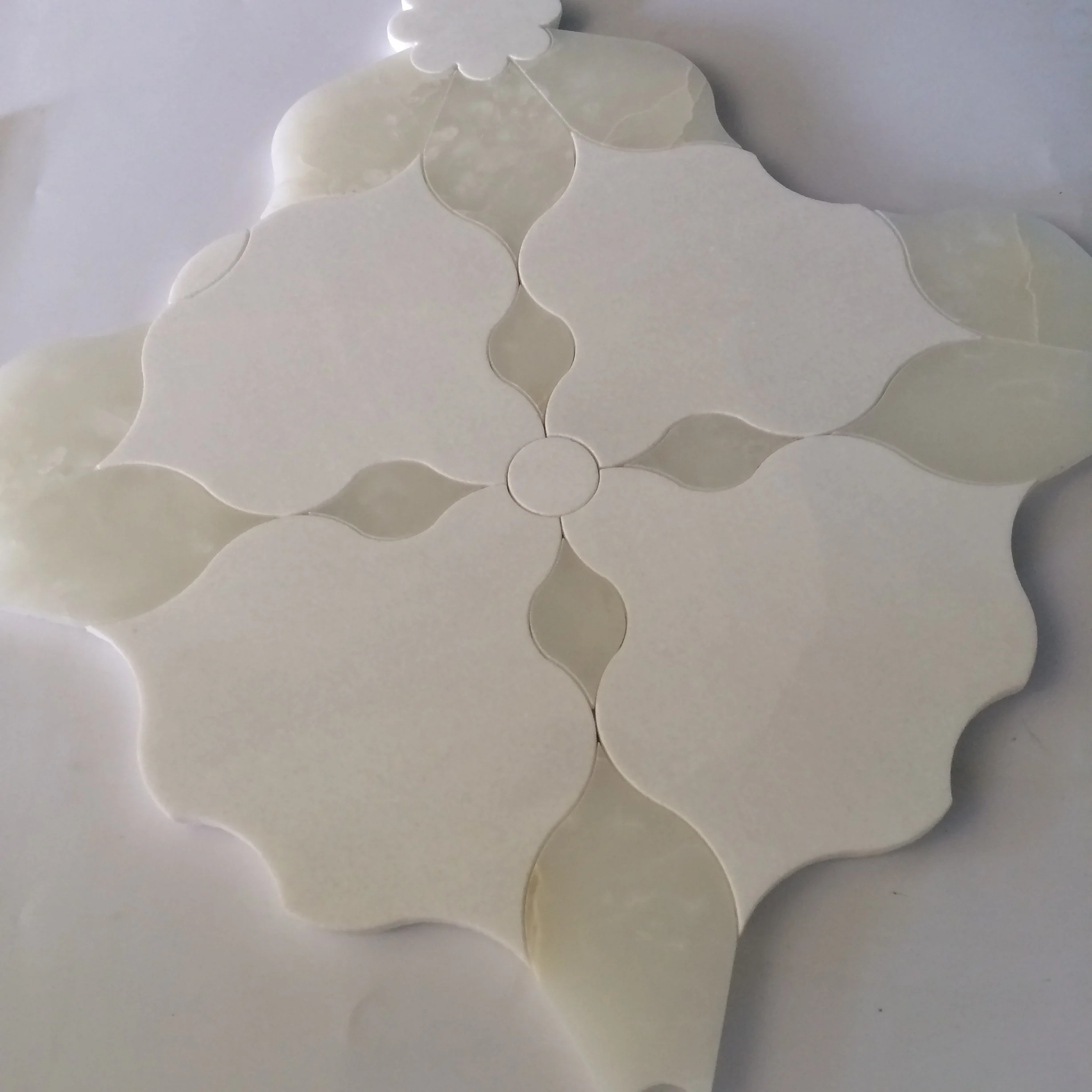 thassos white and jade white water jet marbl mosaic