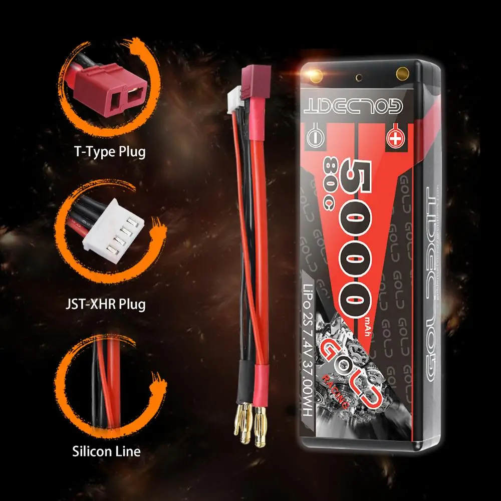 Wholesale high C-rate 7.4V 80C 5000mah rechargeable lipo battery for RC hobby RC car model radio control