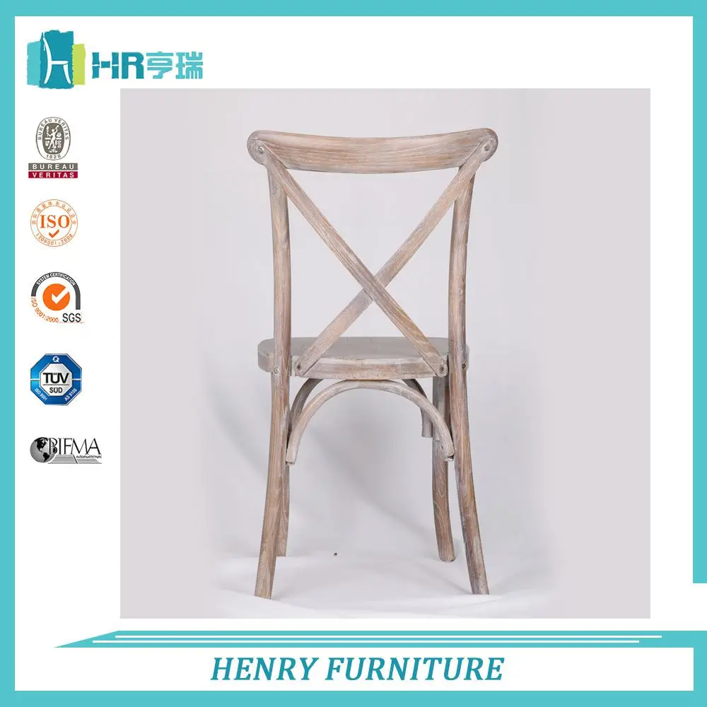 Oak wood flat seat rustic white dining cross back chair