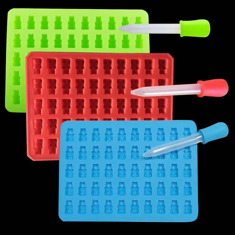 Gummy Bear Candy Molds Silicone Chocolate Gummy Molds with Bonus Droppers
