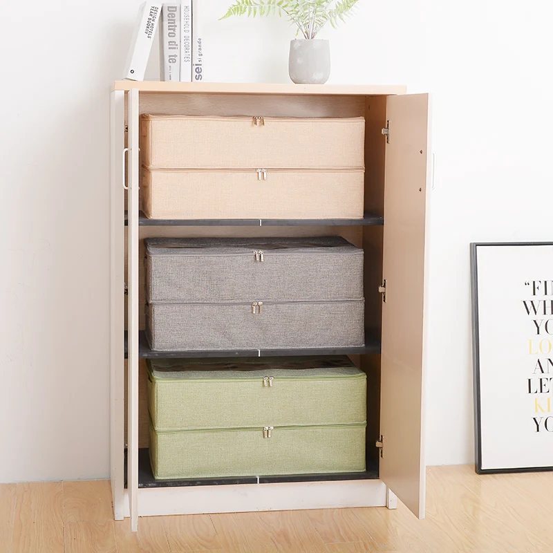 Multi-purpose adjustable divider underbed shoe storage organizer box,washable closet storage box