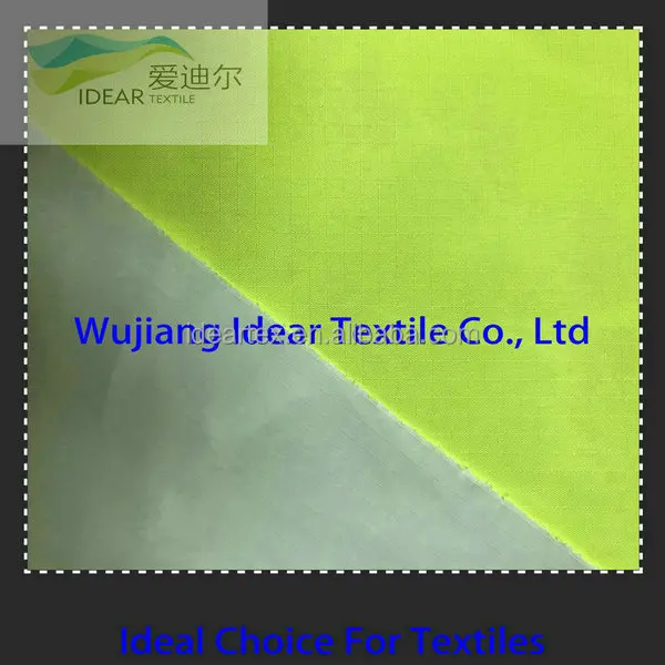 210T Ripstop Recycled Polyester Pongee PU Waterproof Raincoat Fabric 100% Polyester Material
