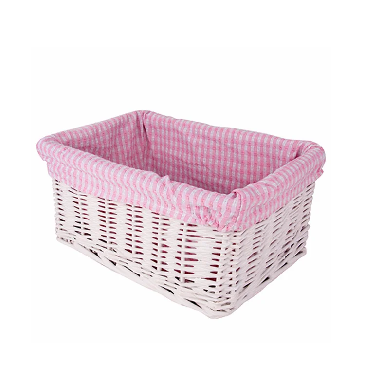 
white wash small wicker empty hamper basket 