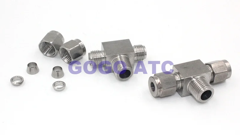 High quality Quick coupler ZG1/4-OD 10 male thread hard tube stainless steel 304 three way T type Terminal bulkhead pipe fittings