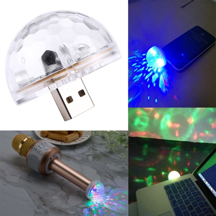 Christmas gift ,3W 4 LEDs Mini LED USB RGB Magic Ball Music Sound Control KTV DJ Disco Light Stage Lamp Effect Light