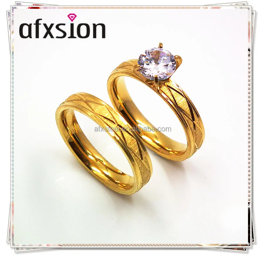 AFXSION jewelry Dubai fashion gold plating 18K gold 316L stainless steel wedding ring