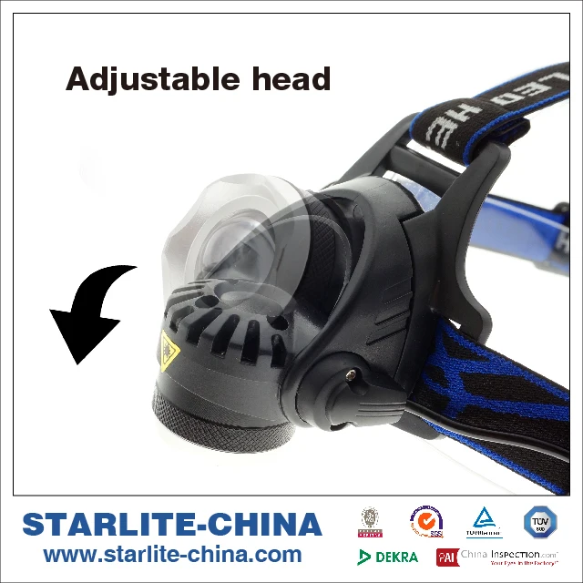 
Strong Bright beam adjustable Rechargeable battery Li-ion 2x18650 adjustable head strap SMD LED IPX4 zoom work helmet headlamp 