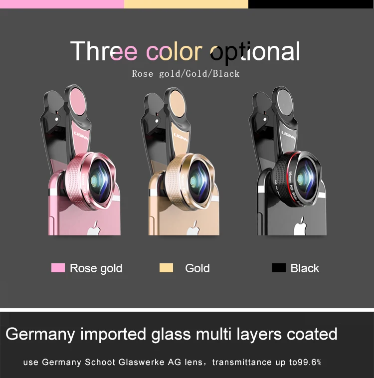 LIGINN amazon best sellers mobile phone camera lenses HD 16 mm wide angle 15x macro lens for smartphone