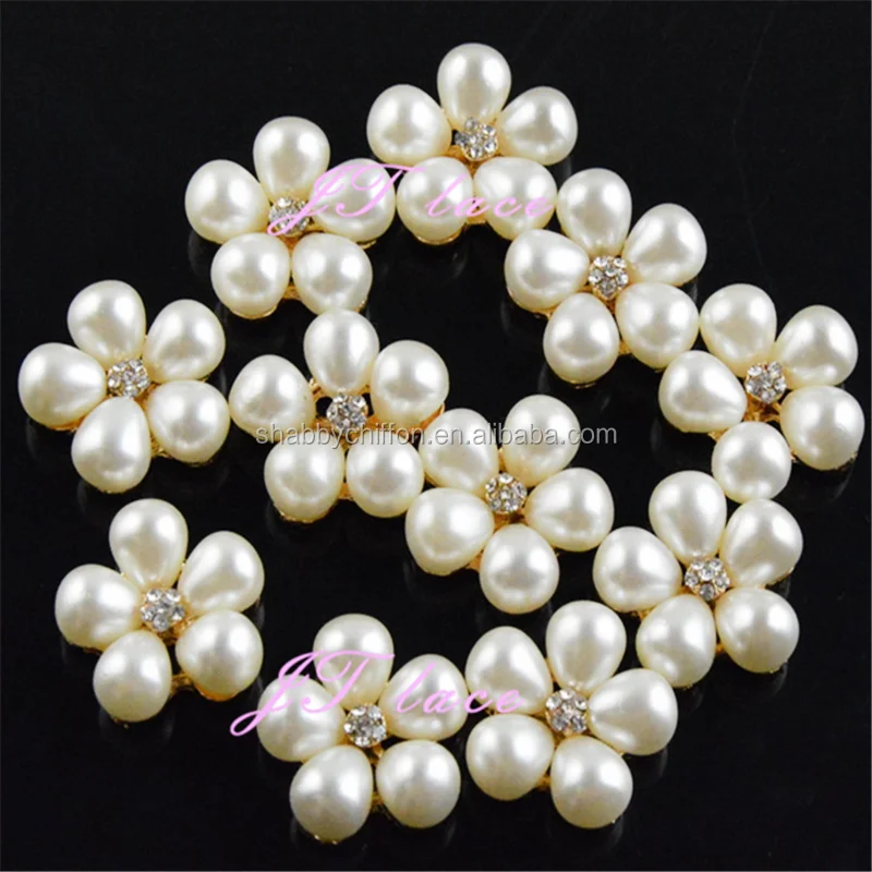 plastic button/pearl with rhinestone button- hair flower decoration
