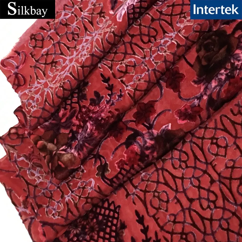 Plain dyed burnout silk velvet fabric