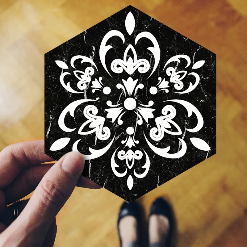 3D Arab ceramic style floor tiles art sticker for decorating living room kitchen decals removable waterproof murals