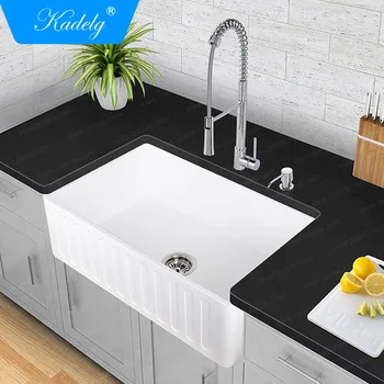 Popular low MOQ Single Bowl Apron Front Kitchen Ceramic Basin