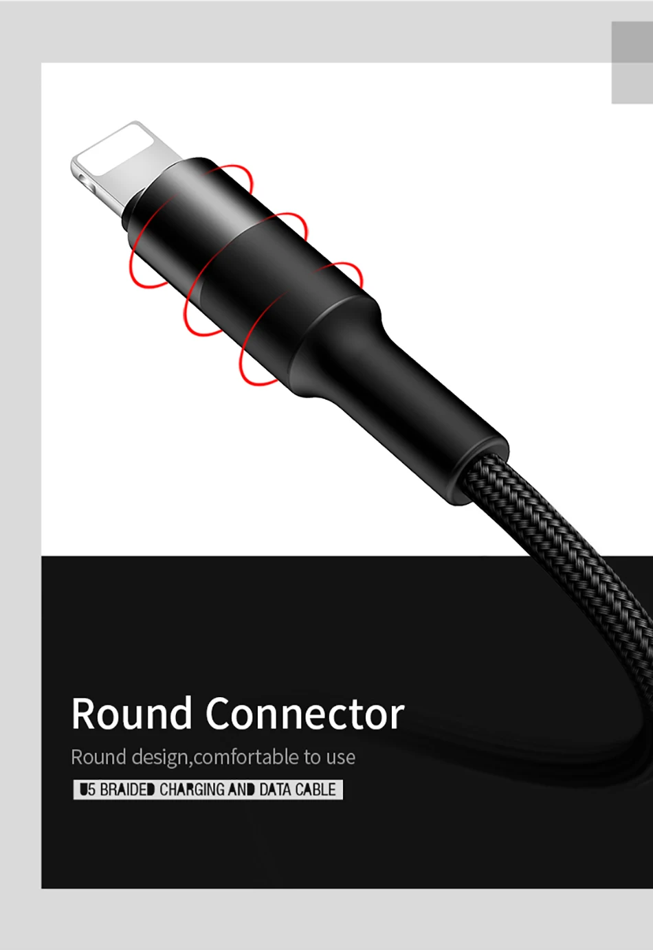 USAMS US-SJ220 U5 1.2M 2A Aluminum Alloy Braided USB Charging Cable for iPhone