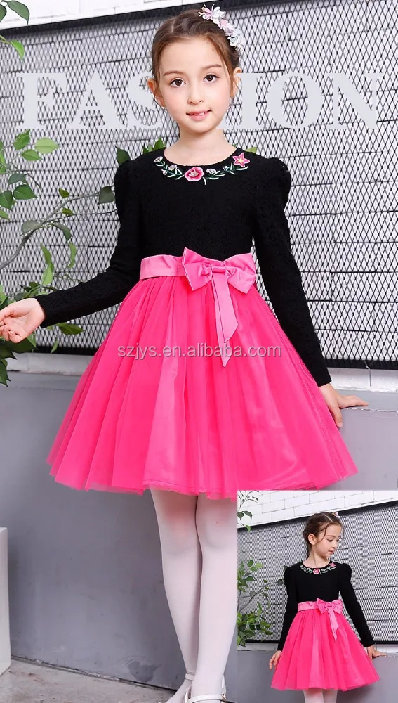 Western style Black embroidered flower turkey children dresses