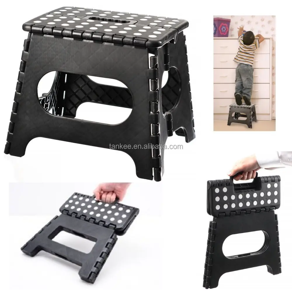 11' Folding Step Stool Plastic Heavy Duty Foldable Non Slip Grip Home Office Kitchen