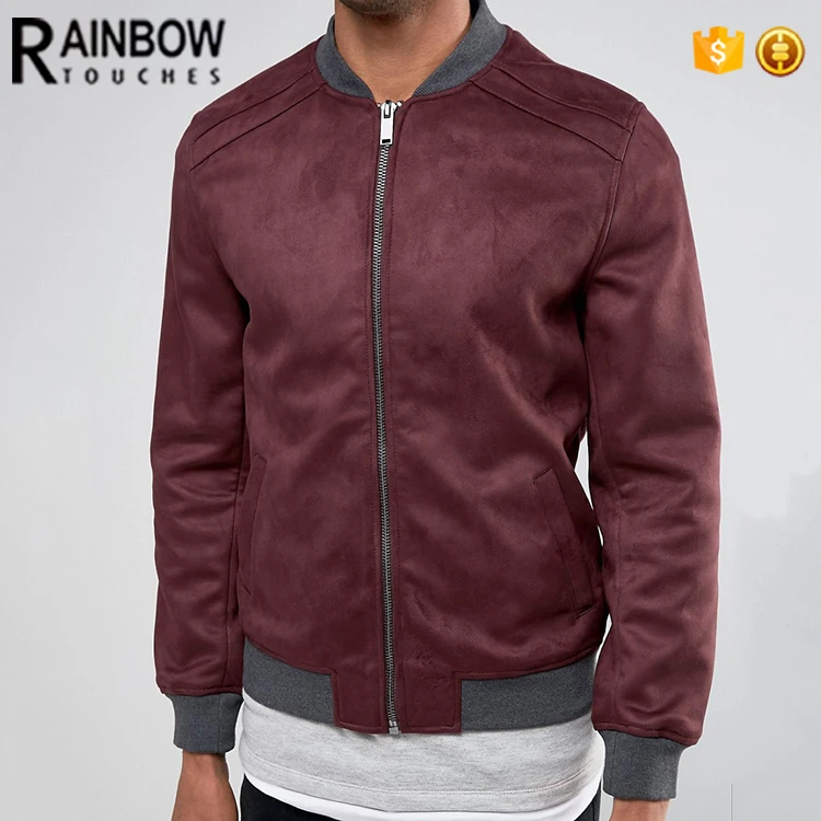 Wholesale Custom Zip Bomber Jacket casual Suede Bomber Jackets Men