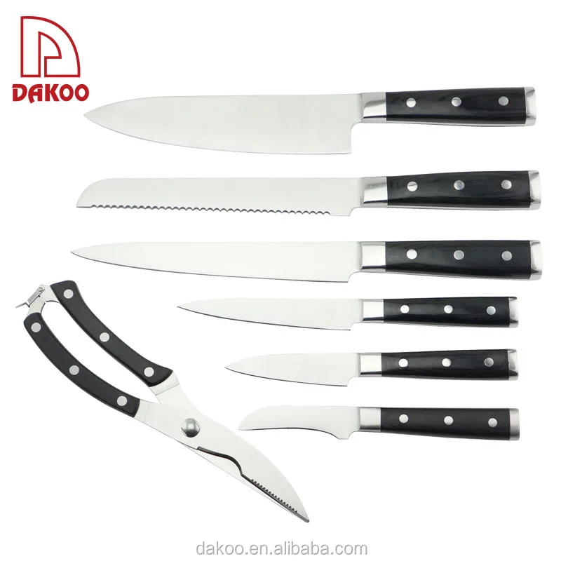 Yangjiang High Quality  13PCS Kitchen Knife Set with Wooden Block and Poultry Scissors 5Cr15Mov Stainless Steel
