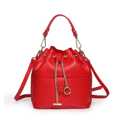 2019 Fashion Newest Style Bucket Bag For Women Genuine Cow Leather Ladies Tote Bag Small Size Cross-body Bag For Women