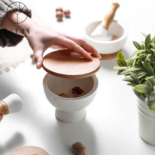 High alumina corundum ceramic mortar and pestle with lid