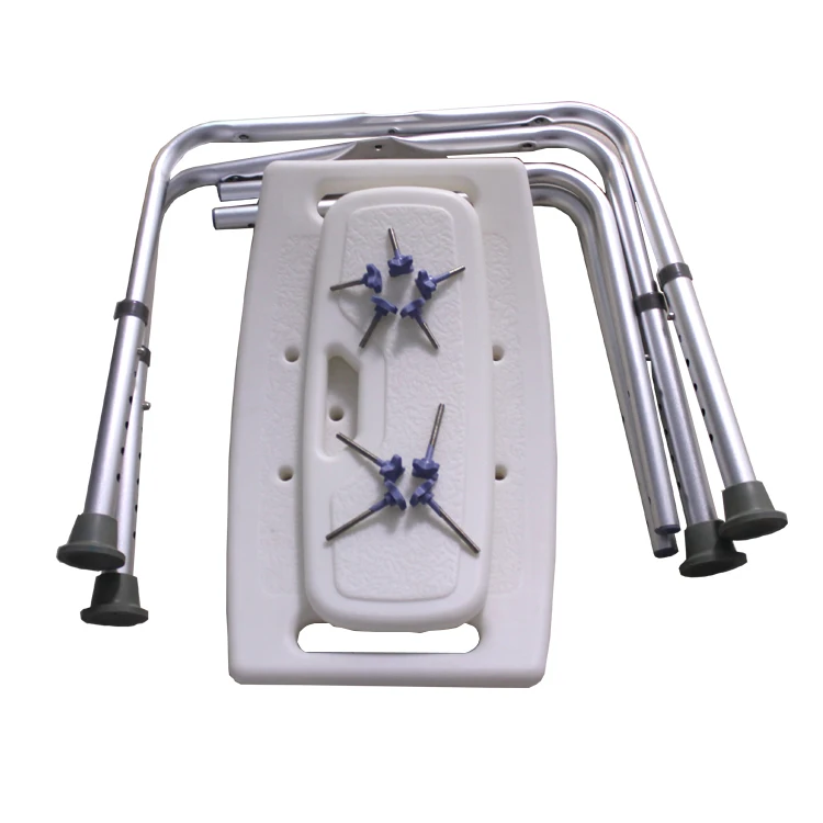China Manufacturer Supplied Adjustable Aluminium Folding Bath Chair with Rubber Tips
