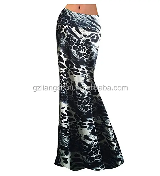 OEM Wholesale Multicolor Printed High Waisted Skirt Spring Beach Flared Maxi Skirts for Women