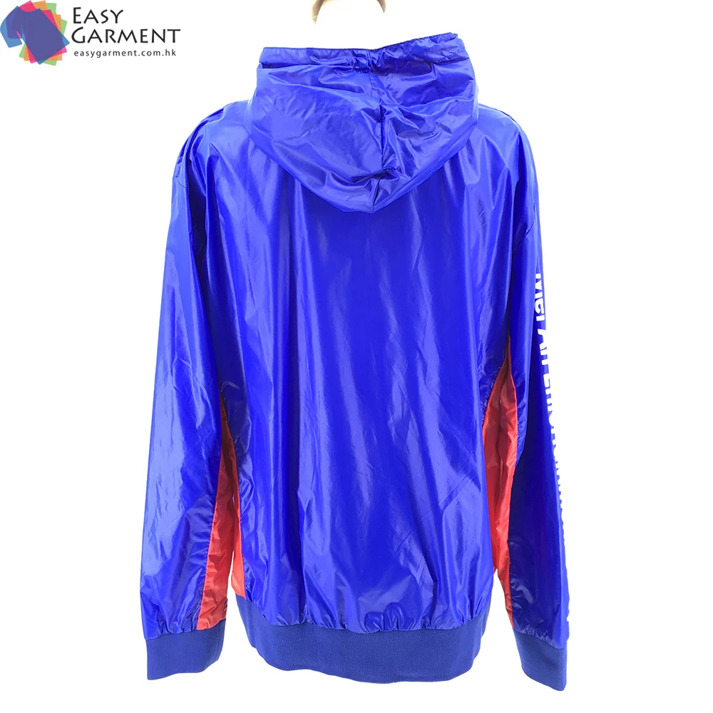 Jackette For Men adult embroidery logo nylon blue full zip Anti-shrink windbreaker with zipper