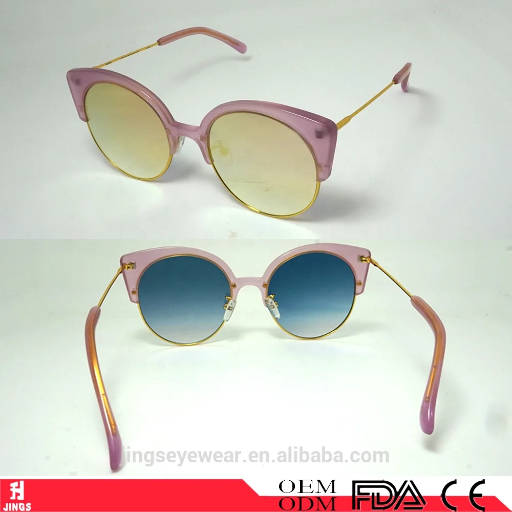 2024 wholesale rose gold lens luxury cat eye polarized sunglasses acetate material glasses