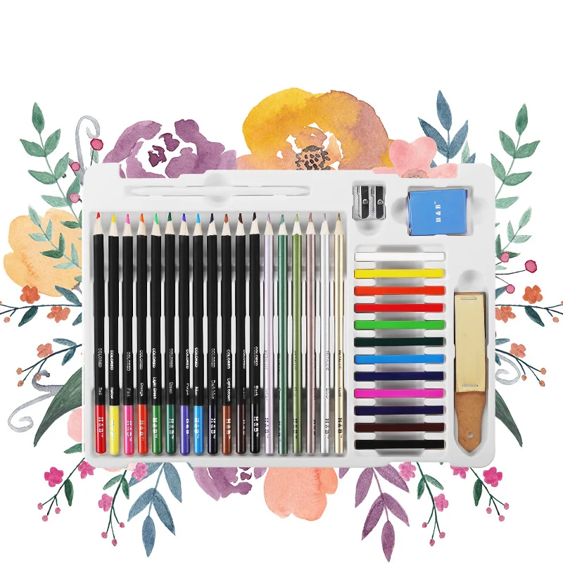 artist sketch metallic colored pencils set with box